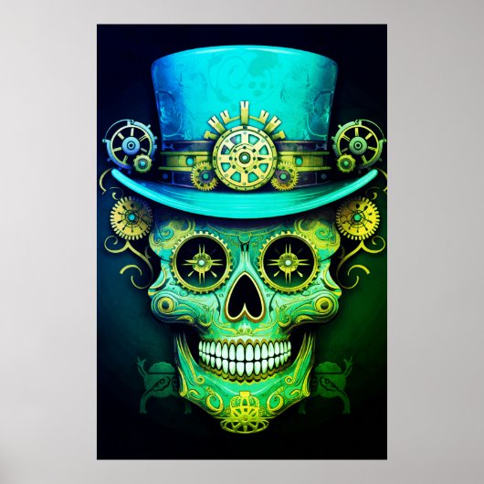 Sugar Skull Images Cool Guy in a Top Hat on a Wall Poster (Voorkant)
