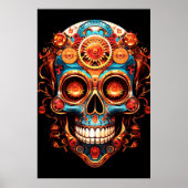 Sugar Skull Images Dark Blue Smiling Guy on a Wall Poster (Voorkant)