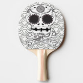 Sugar Skull in Crossbones Zwart & Wit Tafeltennisbatje (Achterkant)