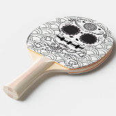 Sugar Skull in Crossbones Zwart & Wit Tafeltennisbatje (Voorkant Gekanteld)