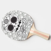 Sugar Skull in Crossbones Zwart & Wit Tafeltennisbatje (Zijkant)