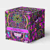 Sugar Skull in Neon Roze Verjaardagsfeestje Bedankdoosjes (Voorkant Zijde)