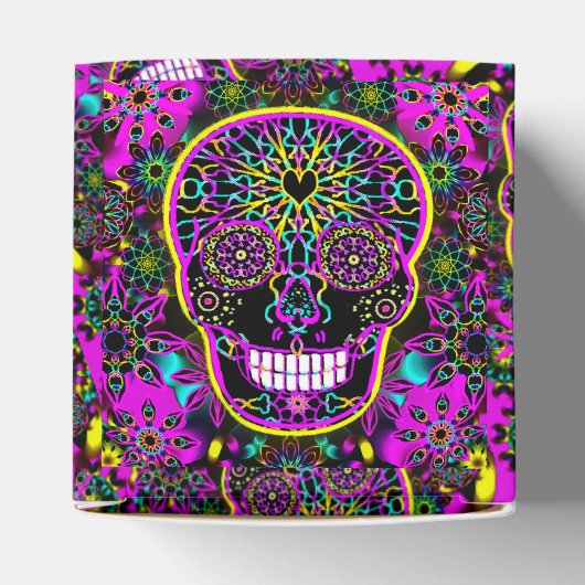 Sugar Skull in Neon Roze Verjaardagsfeestje Bedankdoosjes (Bovenkant)