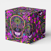 Sugar Skull in Neon Roze Verjaardagsfeestje Bedankdoosjes (Achterkant)