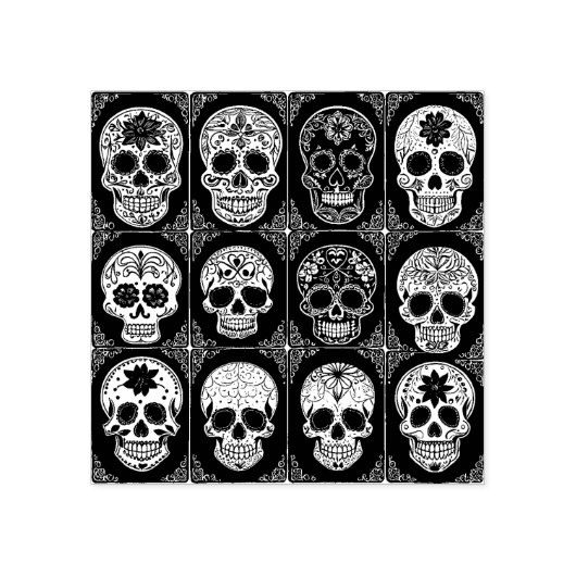  Sugar Skull Ink Stamp Day of the Dead Rubberstempel (Afrduk)