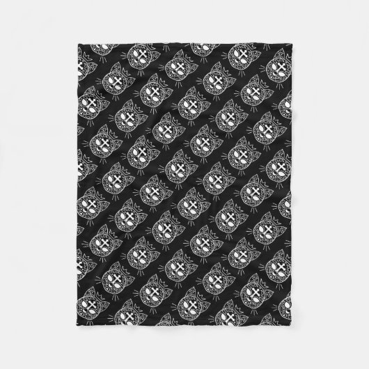 Sugar skull kitty kattenpatroon in koele Gothic st Fleece Deken (Voorkant)