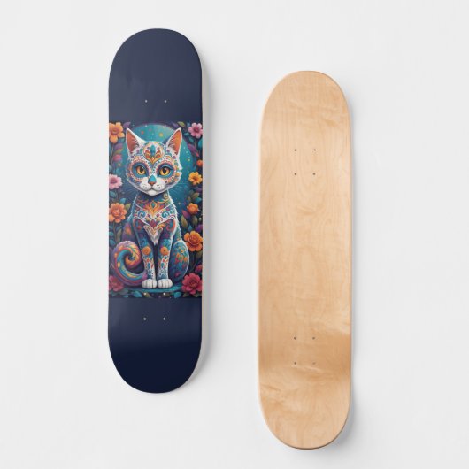 Sugar Skull Kitty Persoonlijk Skateboard (Voorkant)