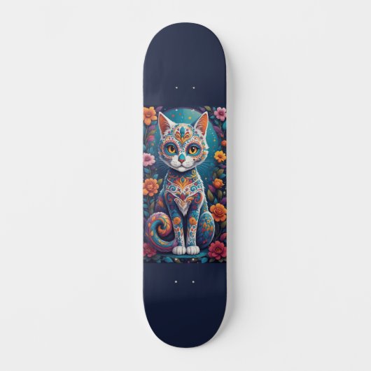 Sugar Skull Kitty Persoonlijk Skateboard (Voorkant)