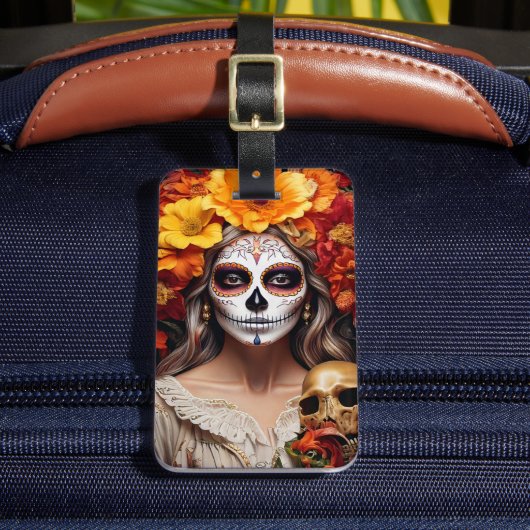 Sugar Skull Lady-Bagagelabel Bagagelabel (Voorkant Insitu 2)