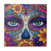 Sugar Skull Lady Face Day Of The Dead Ceramic Tile Tegeltje (Voorkant)
