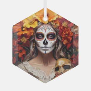 Sugar Skull Lady-Ornament Glas Ornament