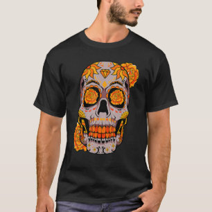 Sugar Skull Lazy Halloween Costume Cool Mexican Bo T-shirt