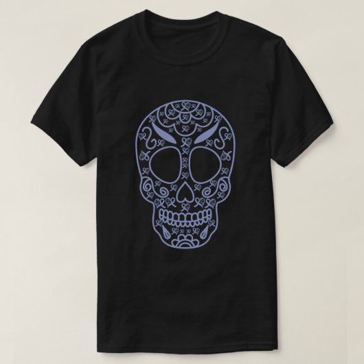 Sugar Skull Light Blue Ribbon Prostaatkanker Award T-shirt (Design voorkant)