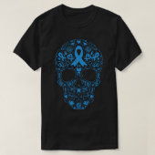 Sugar Skull Light Blue Ribbon Prostaatkanker Award T-shirt (Design voorkant)