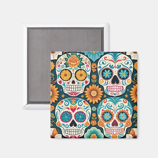 Sugar Skull Magnet Illustratie (Voorkant / Achterkant)