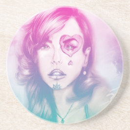 Sugar Skull Makeup Girl, SandStone Onderzetter