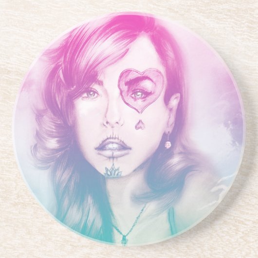 Sugar Skull Makeup Girl, SandStone Onderzetter (Voorkant)