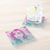 Sugar Skull Makeup  meisje, glas Onderzetter (Schuin)