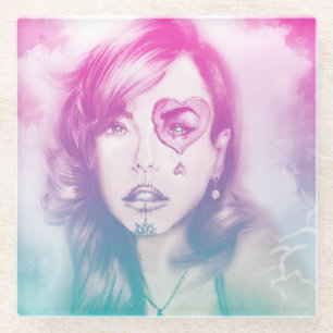 Sugar Skull Makeup meisje, glas Onderzetter