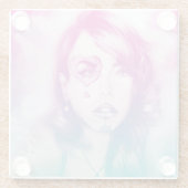 Sugar Skull Makeup  meisje, glas Onderzetter (Achterkant)