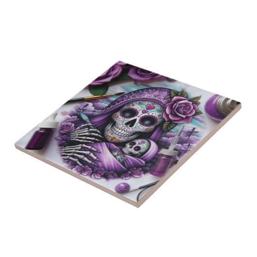 Sugar Skull Mama Tegeltje (Zijkant)