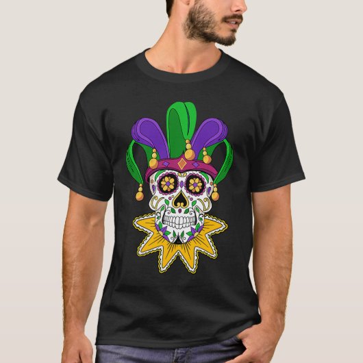 Sugar Skull Mardi Gras Carnival New Orleans Men Pa T-shirt (Voorkant)