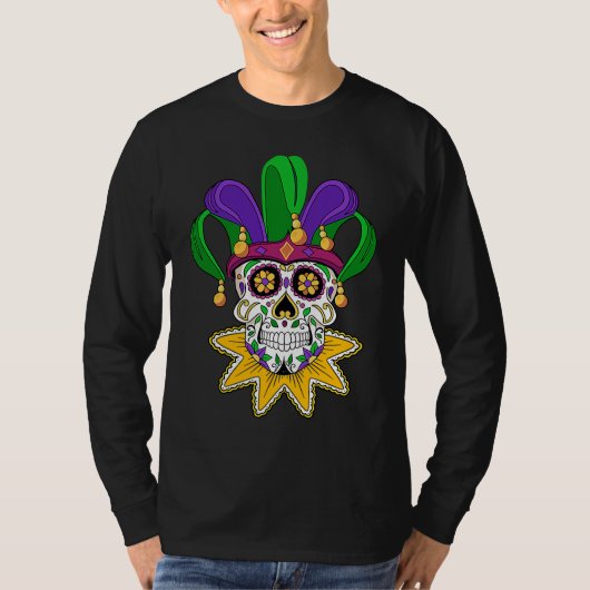 Sugar Skull Mardi Gras Carnival New Orleans Men Pa T-shirt (Voorkant)