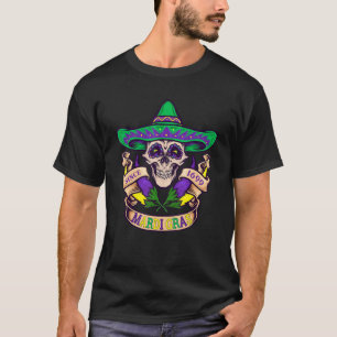 Sugar Skull Mardi Gras Party Apparel Funny Sombrer T-shirt