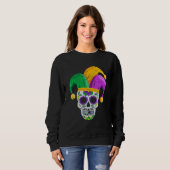 Sugar Skull Mardi Gras Party Apparel  Men Women Ki Trui (Voorkant volledig)