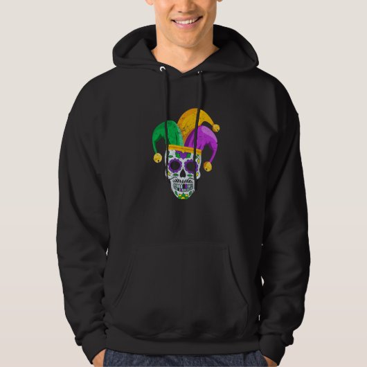 Sugar Skull Mardi Gras Party Apparel Men Women Kid Hoodie (Voorkant)