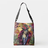 Sugar Skull Meisje Fantasy Halloween Kunst Crossbody Tas (Achterkant)
