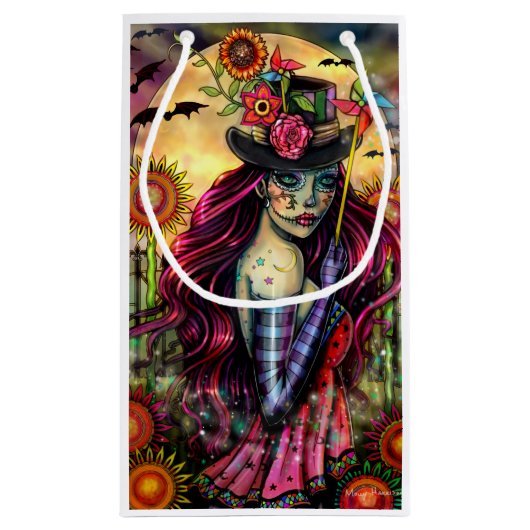 Sugar Skull Meisje Fantasy Halloween Kunst Klein Cadeauzakje (Achterkant)