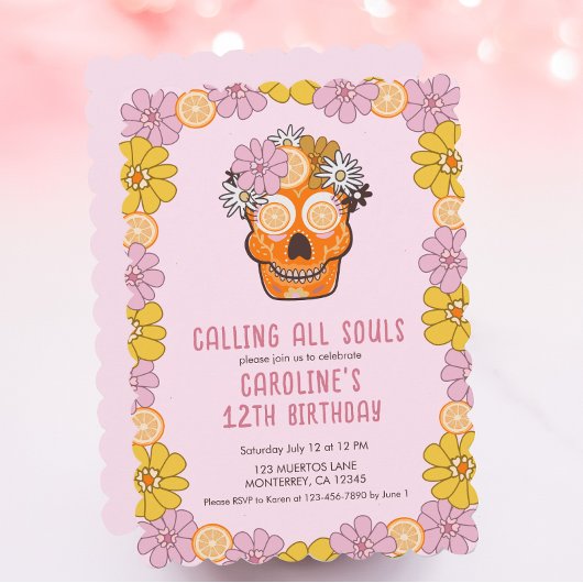 Sugar Skull Meisjes Verjaardagsfeestje Kaart