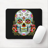 Sugar Skull met bloemen Muismat (Met muis)