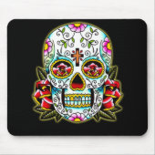 Sugar Skull met bloemen Muismat (Voorkant)