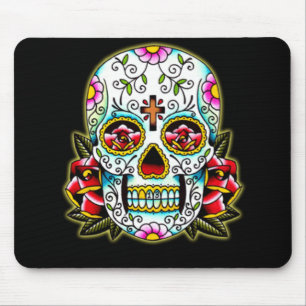 Sugar Skull met bloemen Muismat