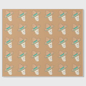 Sugar Skull met Sombrero Wrapping Paper Cadeaupapier (Vlak)