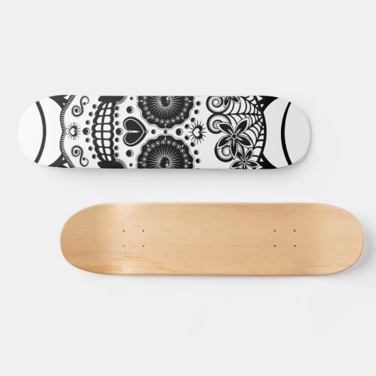 Sugar Skull met Spider Web Persoonlijk Skateboard (Horizontaal)