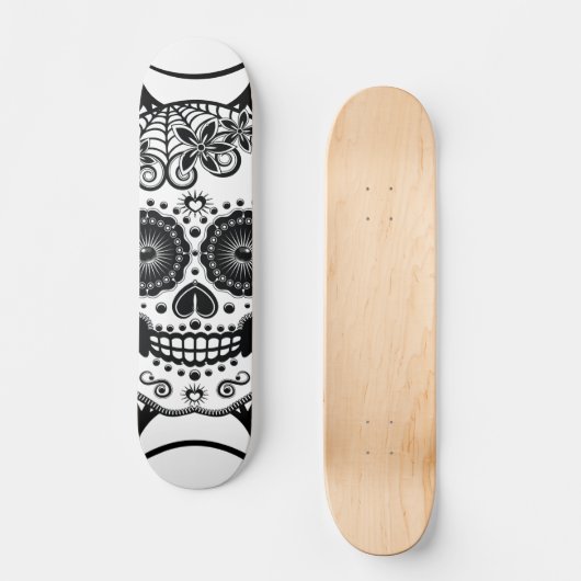 Sugar Skull met Spider Web Persoonlijk Skateboard (Voorkant)