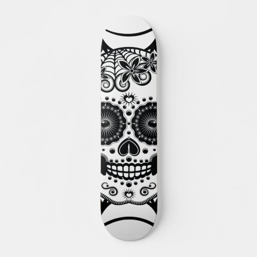Sugar Skull met Spider Web Persoonlijk Skateboard (Voorkant)