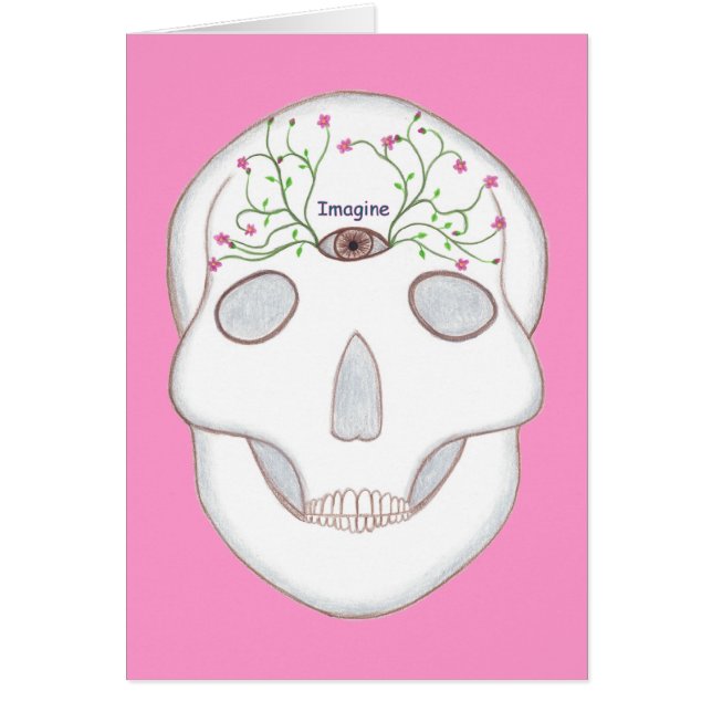 Sugar Skull met Third Eye en Flower Buds Kaarten (Voorkant)