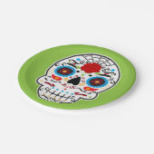 Sugar Skull Mexicaans Spaans Skelet Party Groen Papieren Bordje (Gekanteld)