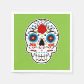 Sugar Skull Mexicaans Spaans Skelet Party Groen Servet (Voorkant)