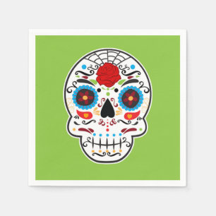Sugar Skull Mexicaans Spaans Skelet Party Groen Servet