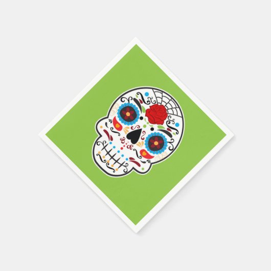 Sugar Skull Mexicaans Spaans Skelet Party Groen Servet (Hoek)