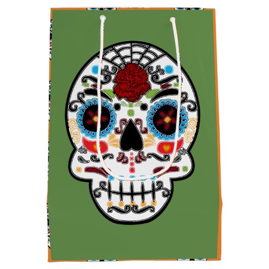 Sugar Skull Mexicaans Spaans Skeleton Party Medium Cadeauzakje (Achterkant)