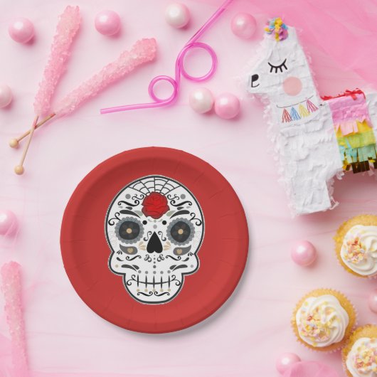 Sugar Skull Mexicaans Spaans Skeleton Party Papieren Bordje (Feest)