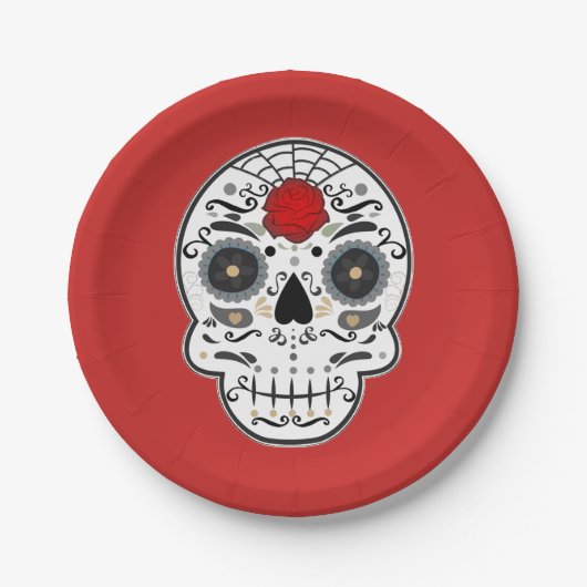 Sugar Skull Mexicaans Spaans Skeleton Party Papieren Bordje (Voorkant)