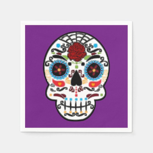 Sugar Skull Mexicaans Spaans Skeleton Party Servet (Voorkant)