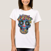 Sugar Skull Mexicaanse kunststijl T-shirt (Voorkant)